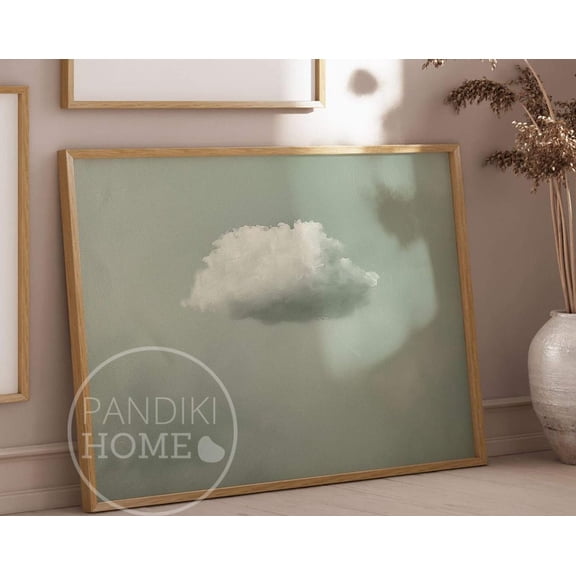 Kna Prints - 1 Pc Poster Sage Cloud Landscape Art Print, Moody Sky Art, Vintage Antique Art, Sage Green Wall Art, Horizontal Cloud Wall Art, Maximalist Decor Neutral, UNFRAMED-8x12