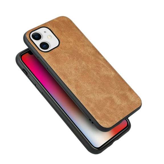 Goldcherry for iPhone 11 Case,Slim PU Leather Vintage Shockproof Cover Lightweight Premium Soft TPU Bumper Hard PC Hybrid Case For iPhone 11 6.1" 2019(Brown)