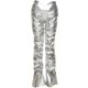 thumbnail image 4 of Txlixc - Pantalones casuales rectos plisados para mujer, pantalones largos de cintura baja de piel sintética de color sólido a la moda Txlixc Estilo de ocio, 4 of 9