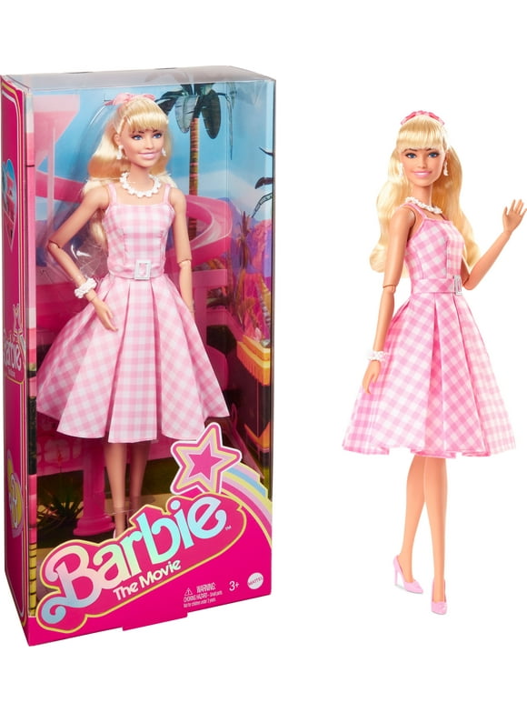 Barbie The Movie Collectible Doll, Margot Robbie as Barbie in Pink Gingham Dress, Toy for 3 Years and Up
