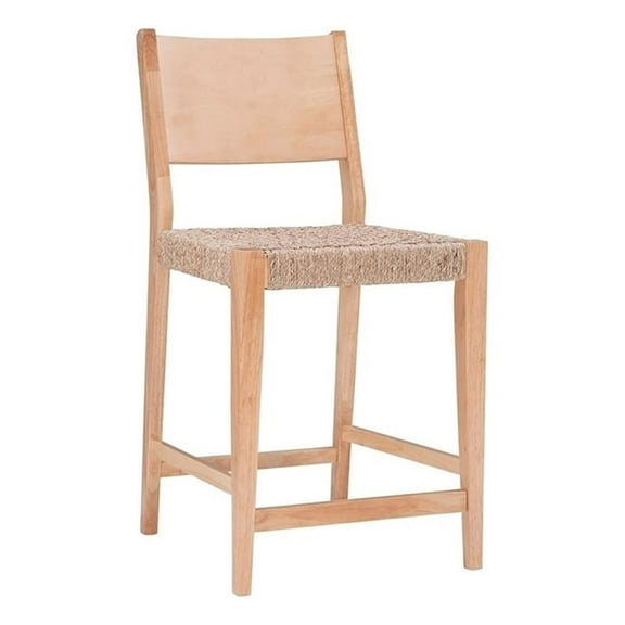 Pemberly Row 24" Solid Wood Counter Stool in Natural Brown (Set of 2)