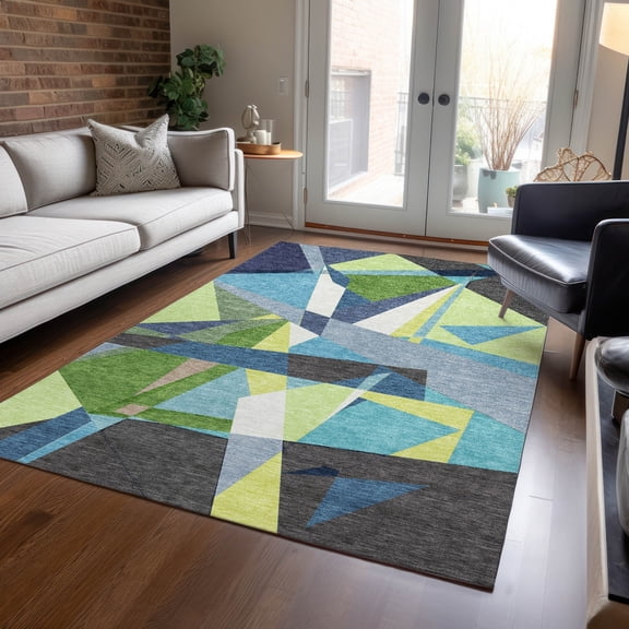 Addison Rugs Machine Washable Indoor/ Outdoor Funky Abstract Chantille Rug 10' x 14' - Blue