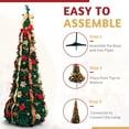 thumbnail image 3 of Ktaxon 7 FT Artificial Christmas Tree,Pre-Lit Collapsible Xmas Tree with 200 LED,8 Modes,Pre-decorated for Holiday Decoration,Red, 3 of 9