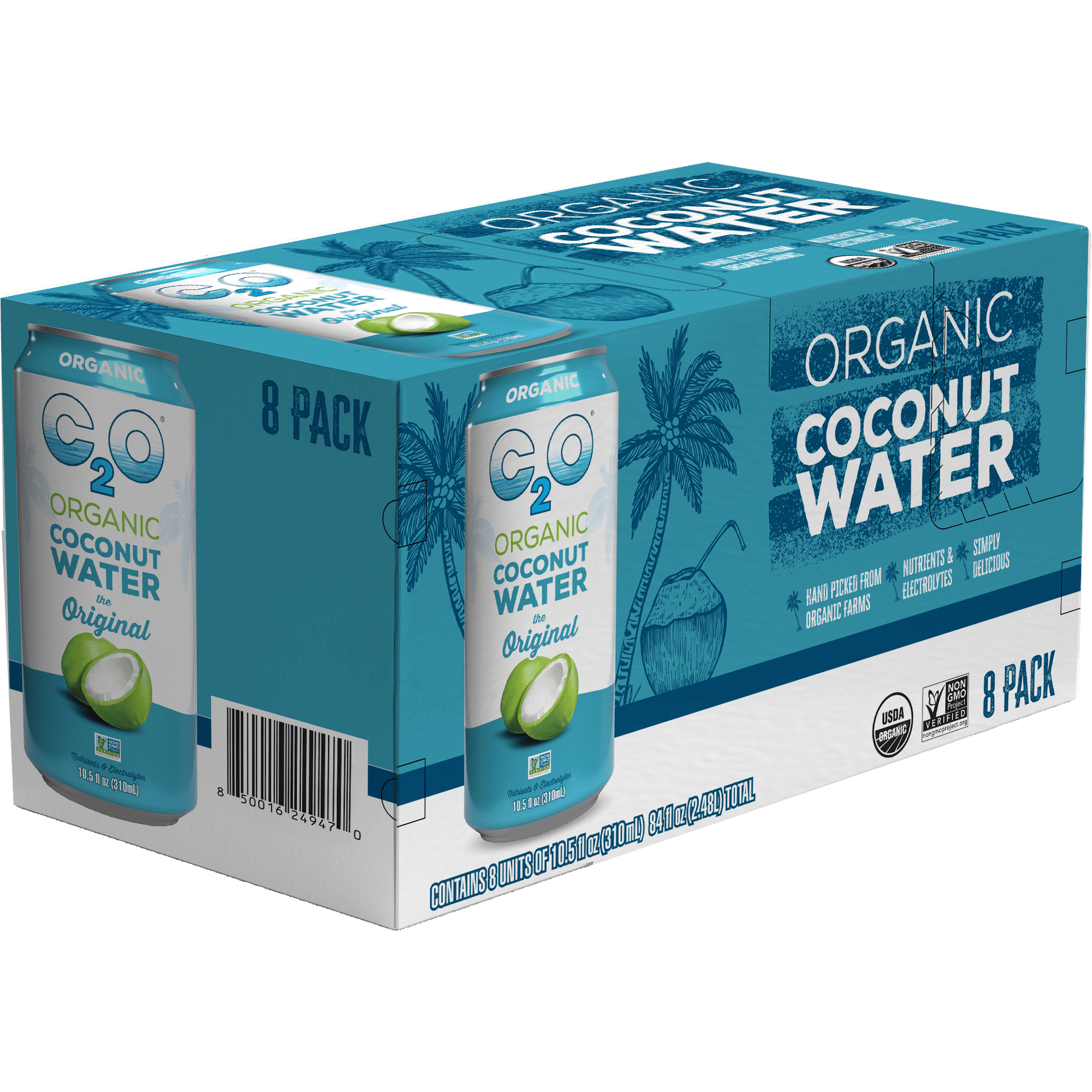 C2O Coconut Water Organic, The Original, ready to drink, 10.5 fl oz, 8 Pack