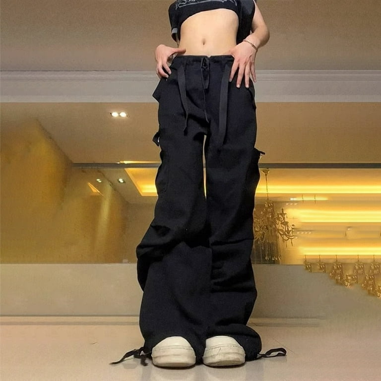 Womens Pants Trendy Hop Multi Pocket Retro High Street Style Cargo Pant