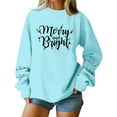 thumbnail image 2 of Women's Long Sleeve Sweatshirt Casual Crewneck Loose Fit Pullover Fleece Tops with Christmas Print, Perfect for Holiday and Casual Wear, Comfortable and Stylish,Blue,M, 2 of 6