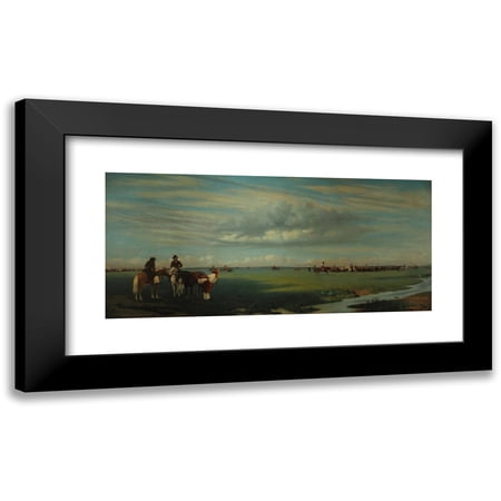 Prilidiano Pueyrredòn 14x8 Black Modern Framed Museum Art Print Titled - El Rodeo (1861)