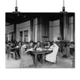 thumbnail image 2 of Print: Interior View Of Library Reading Room With Male And Female Students, 2 of 4