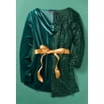 thumbnail image 2 of Roaman's Women's Plus Size Sequin Keyhole Blouse, 2 of 3