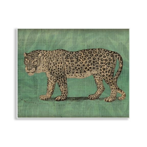 Stupell Industries Fierce Leopard on Green Animals & Insects Painting Unframed Art Print Wall Art, 14 x 11