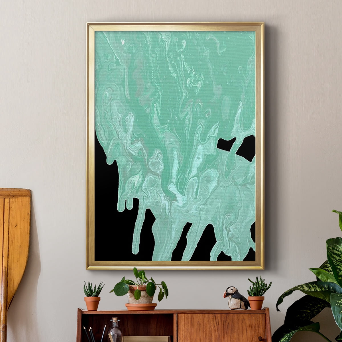 Teal Cascade I Premium Framed Print, in Gold, Black, or Silver - Ready to Hang