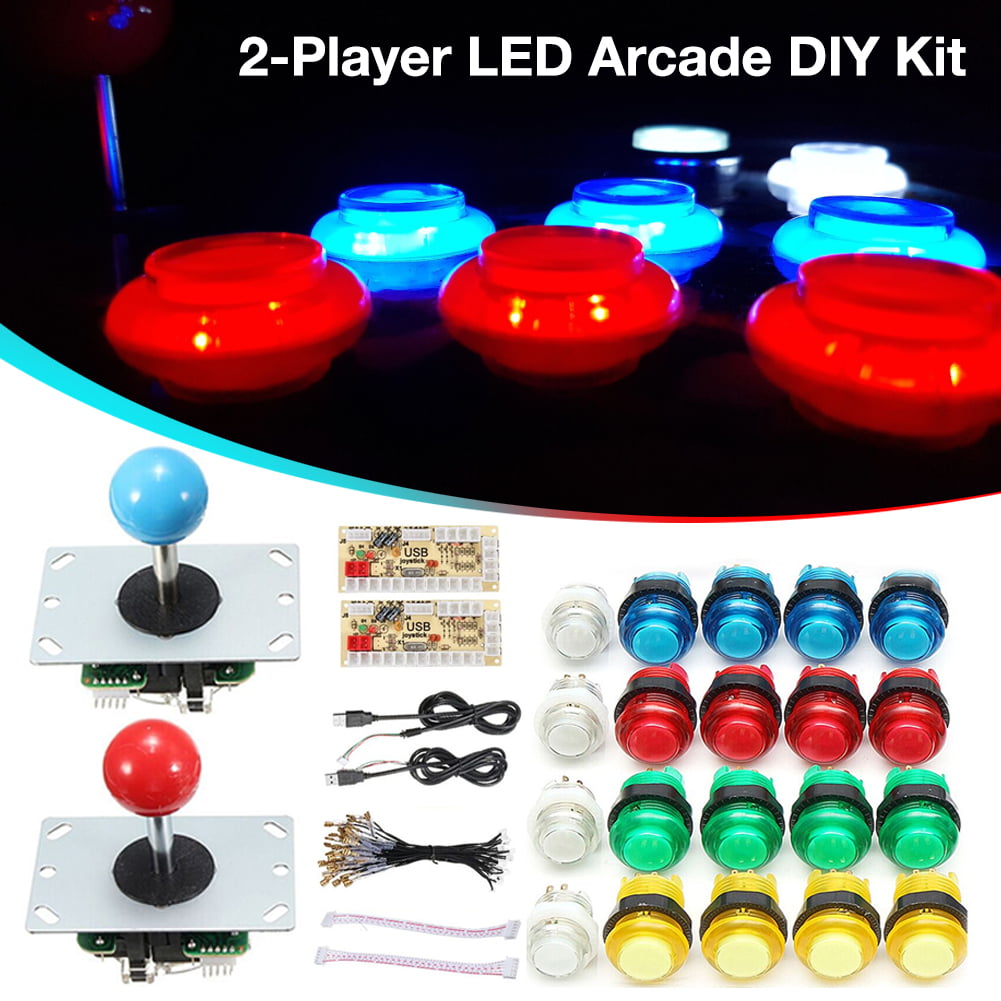 COMPLETE Kit Joysticks Arcade 2 Players buttons light FULL 