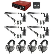 4-Person Podcasting Kit w/Scarlett Interface+Beyerdynamic DT-770-PRO Headphones