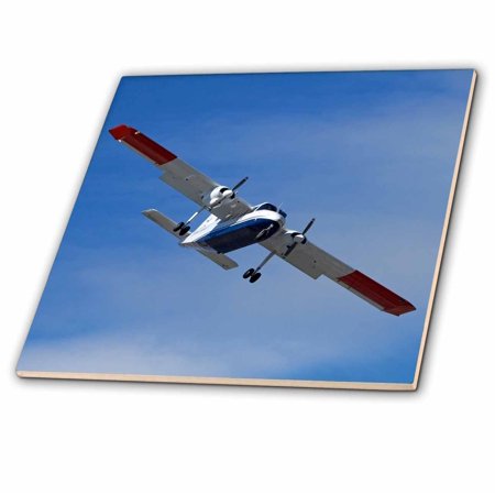 3dRose Light tourist plane landing at Queenstown Airport, Otago, New Zealand - Glass Tile, 6-inch