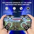 thumbnail image 4 of Diseño de clip de disparo de juego móvil conductivo mejorado, combinado 2 en 1 con guantes de pulgar de fibra plateada, disparo de 6 dedos para todos los teléfonos, para PUBG/Fortnite/COD, 4 of 5