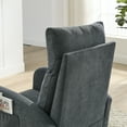 thumbnail image 5 of 27.6"W Modern Accent Chair with High Backrest, Lounge Rocking Chair with Side Pockets & Armrests, Upholstered Glider Chair with Solid Wood Base for Bedroom & Living Room, Dark Grey, 5 of 7