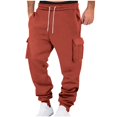 thumbnail image 4 of Mens Wide Leg Baggy Sweatpants Drawstring Waist Winter Cargo Joggers Loose Fit Athletic Jogging Pants With Flap Pockets, 4 of 8