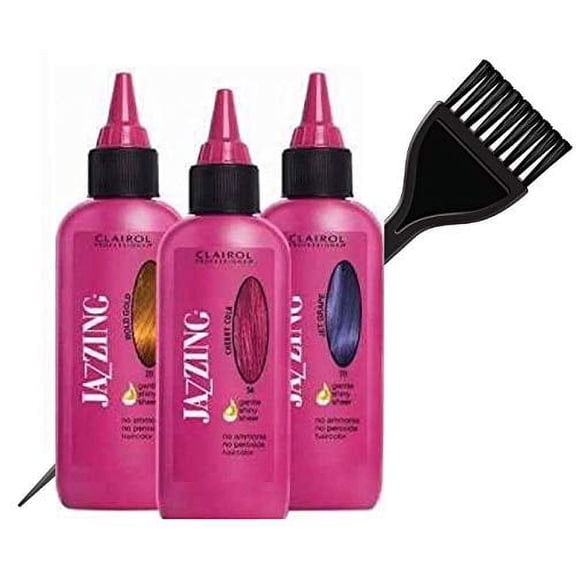 Clairol JAZZING No Ammonia, No Peroxide Haircolor (w/Sleek Brush) Temporary, Semi-Permanent Hair Color Dye, Adds Rich, Shiny Colors (60 RACY WINE)