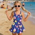 thumbnail image 3 of DISNIMO Girls Swimsuits Floral Butterfly Print One Piece Bathing Suit Skirted Sleeveless Swim Dress U Neck Breathable Swimwear for Hawaiian Summer Beach Vacation, 3 of 8