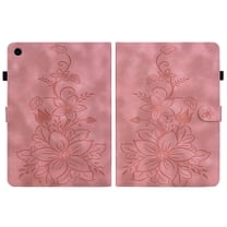 FJLBDE Case for Samsung Galaxy Tab A11  Plus 11 inch 2025, Embossed Flower PU Leather Flip Wallet Folio Stand Cover, Pink