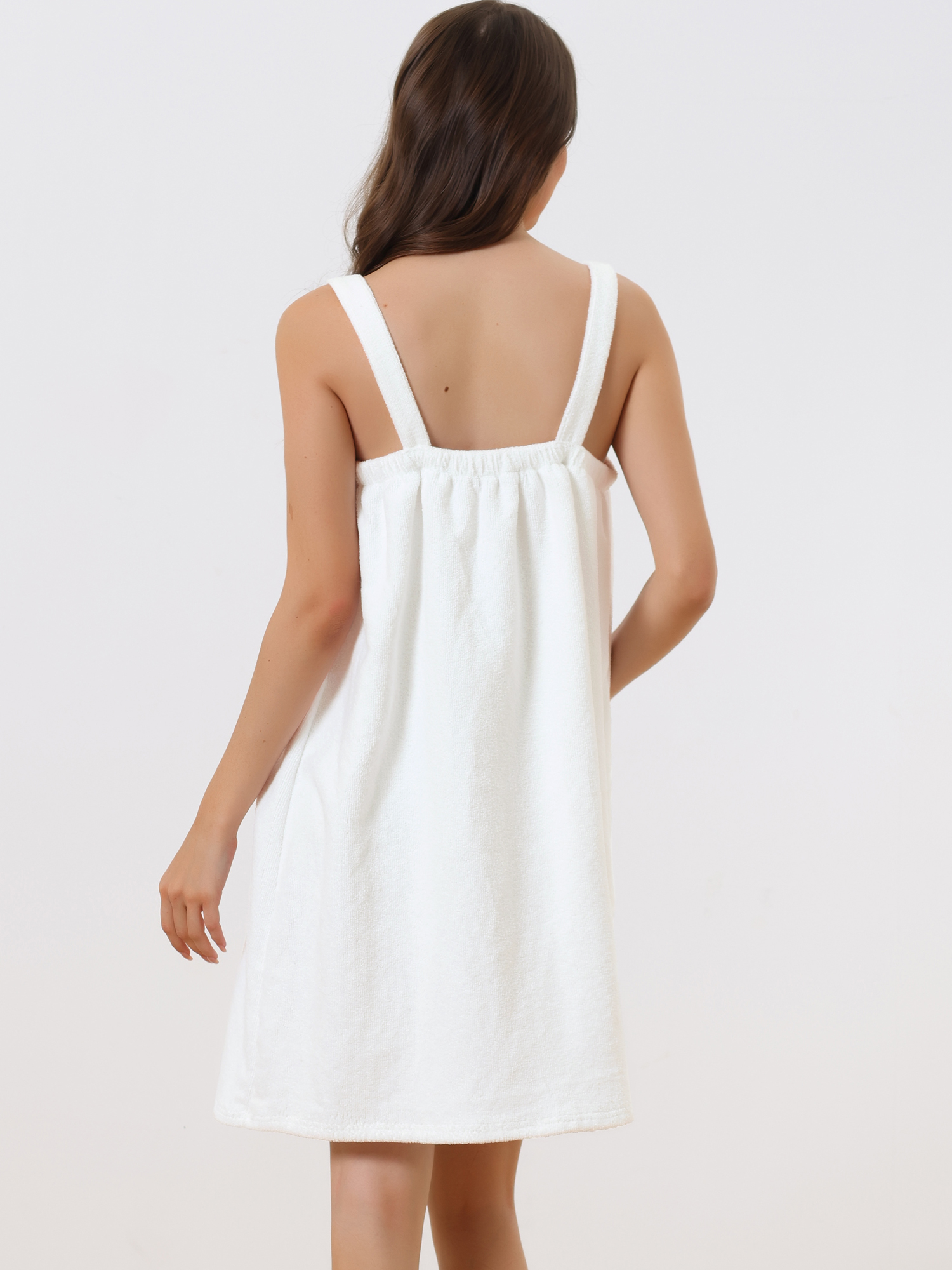 DARING DIVA Towel Wrap Bathrobe Adjustable Closure for Gym Shower L White