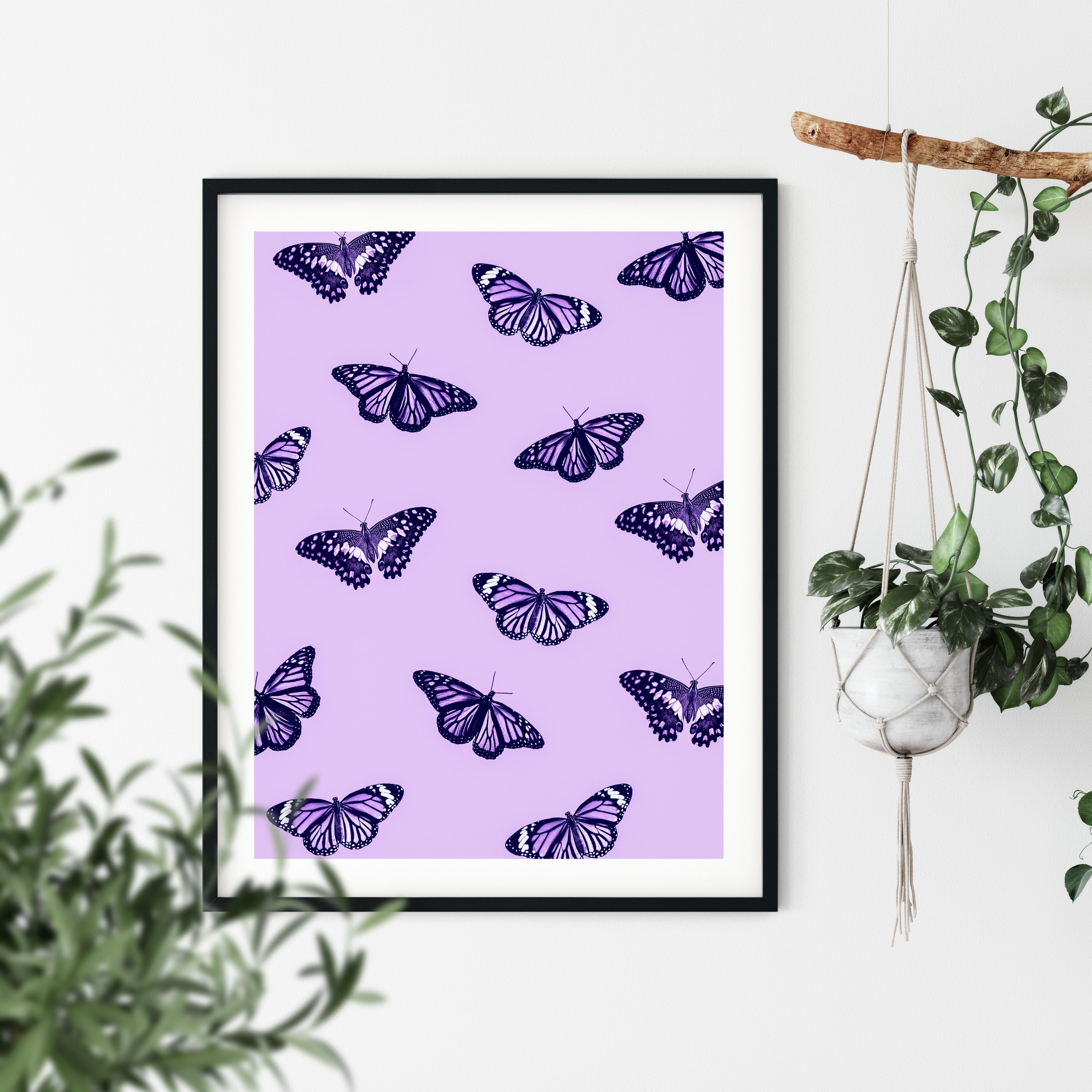 Haus and Hues Butterfly Poster Purple Wall Art Purple Butterfly Wall  Decor Butterfly Pictures Wall Decor Black  Purple UNFRAMED 12