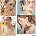 thumbnail image 5 of Pendientes colgantes dorados para mujer, grandes, redondos, con clips redondos, geométricos, con colgante mate, estilo dorado 1, 5 of 5