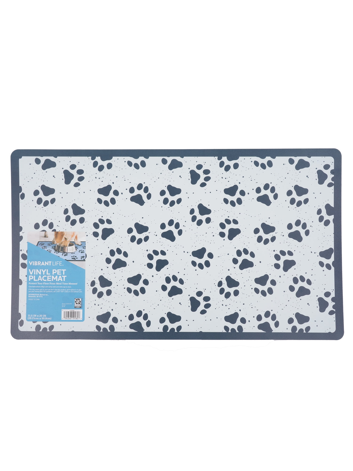 Vibrant Life Paw Print Vinyl Dog Food Placemat