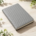 thumbnail image 2 of Grey Quilted Leather Business Notebook, Lay Flat Lined Journal with Ribbon Bookmark for Work, 8X6In, 2 of 4