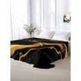 thumbnail image 5 of Marble Black Queen Size Flat Sheet, Wrinkleproof & Fadeproof Cooling Flat Bed Sheet Only, Vintage Gold Art Abstract Farmhouse Breathable Soft Bedding Top Sheets 90 x 102 Inches, 5 of 8