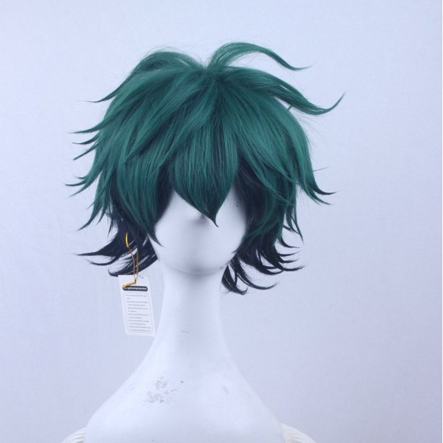Peluca Reis My Hero Academia Green Valley Deku Peluca de cosplay degradada verde y negra JAMW Sencillez