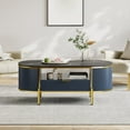 thumbnail image 7 of Modern Accent Oval Coffee Table with Extra Storage, Luxury Coffee Table with Drawer and Faux Marble Top, Fluted Center Table with Curved Profile Design for Living Room, Bedroom, 7 of 7