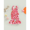 thumbnail image 4 of Sedceaty Baby Kid Girls Jumpsuit, Sleeveless Flower/Heart Print Long Flare Pants for Party Casual, 4 of 9
