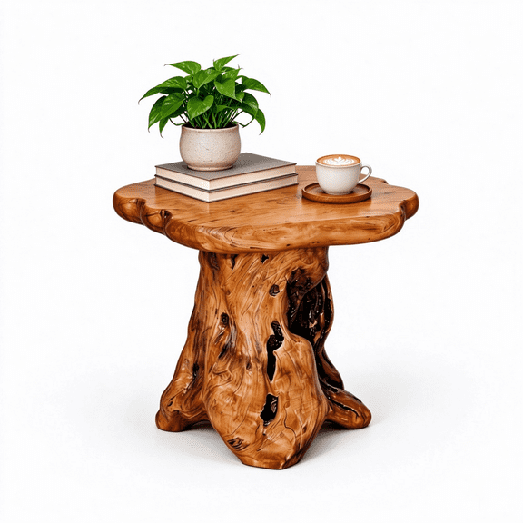 Organizedlife 18.9" Natural Cedar Stump Stool, Solid Wood Live Edge Side Table for Patio, Garden, Indoor & Outdoor.