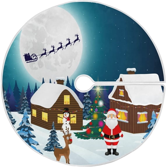 FMSHPON Merry Christmas Xmas Christmas Tree Skirt Stand Mat for Holiday Party Decoration Indoor Outdoor 36 inches
