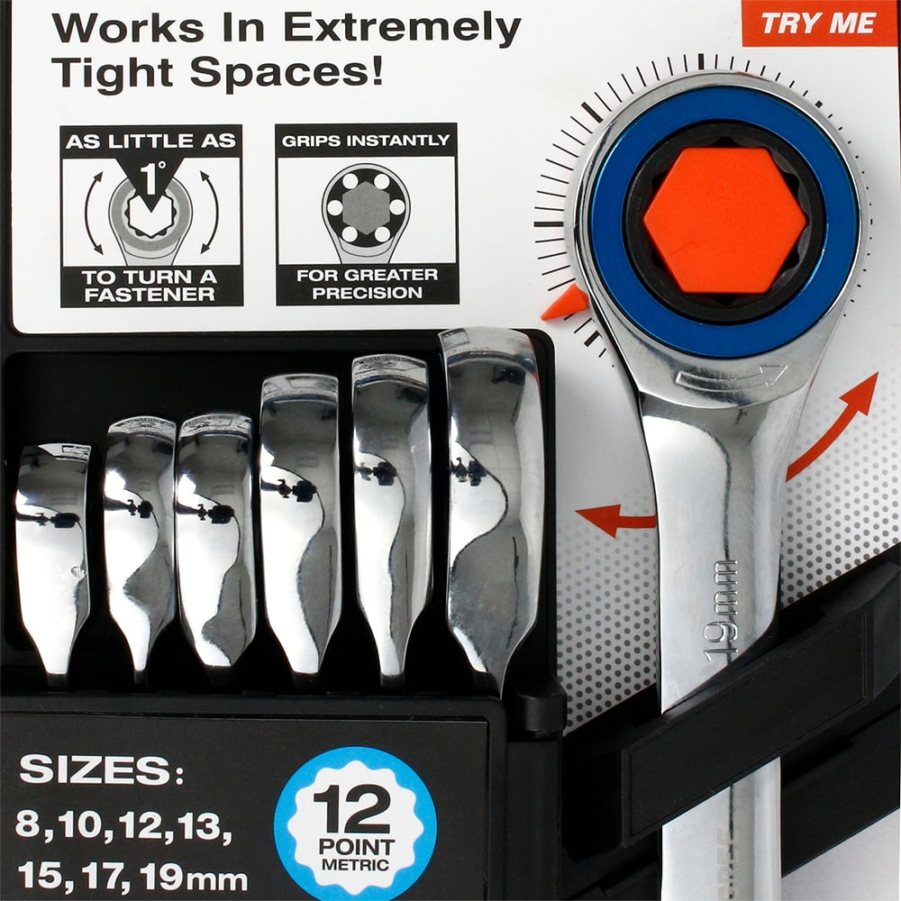 Allied International Zero Degree 7-Piece Metric Gearless Ratchet Wrench Set