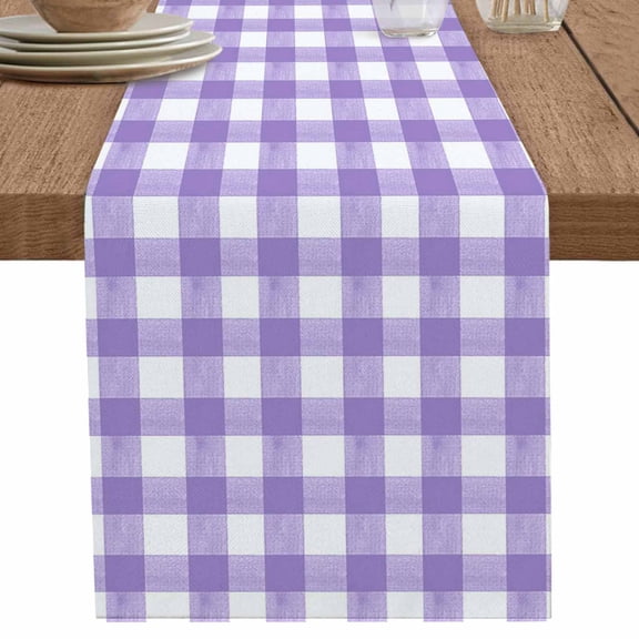 nqOlkjepod Purple Table Runner 60 Inches Long Farmhouse Dress Scarves, Country French Rustic Buffalo Plaid Modern Art Dining Tablerunner for Coffee Table/Kitchen Island/Party Décor, 13" x 60"