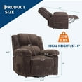 thumbnail image 3 of Corduroy Recliner Chair, Manual Recliner Sofa with Handle, Pillow Top Arms, Thick Padding, Side Pocket, 330Lbs Capacity, Adjustable Recliner for Living Room, Bedroom, Home Theater, Brown, 3 of 8