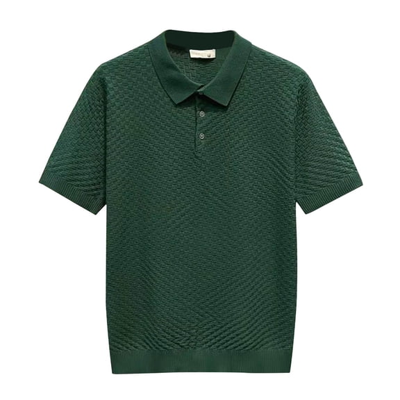 adviicd Men'S Casual Dress Shirts Polo Shirts for Men Slim Fit Shirts Casual Stretch Ribbed Knit Zip Shirt Green,XXXL