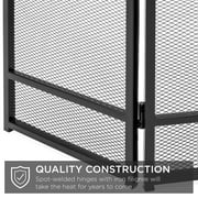 Best Choice Products 47.5x27.25in 3-Panel Steel Mesh Fireplace Screen, Spark Guard w/ Rustic Worn Finish - Black