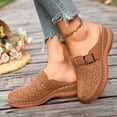 thumbnail image 4 of Rokment Women's Orthopedic Backless Sandals Beach Casual Buckles Closed Toe Arch Support Wedge Clogs Comfortable Platform Walking Mules Boho Retro Chunky Heels Dressy Slip on Slides Brown Size 8, 4 of 5