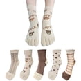 thumbnail image 2 of 5Pairs Womens Girls Toe Socks Five Fingers Cute Colorful Ankle Athletic Running Toe Seperated, 2 of 5