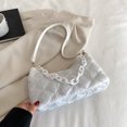thumbnail image 4 of Cadena de hombro Bolsos para las axilas Bolsos de nylon Moda de invierno Acolchado para fiesta Blanco, 4 of 9
