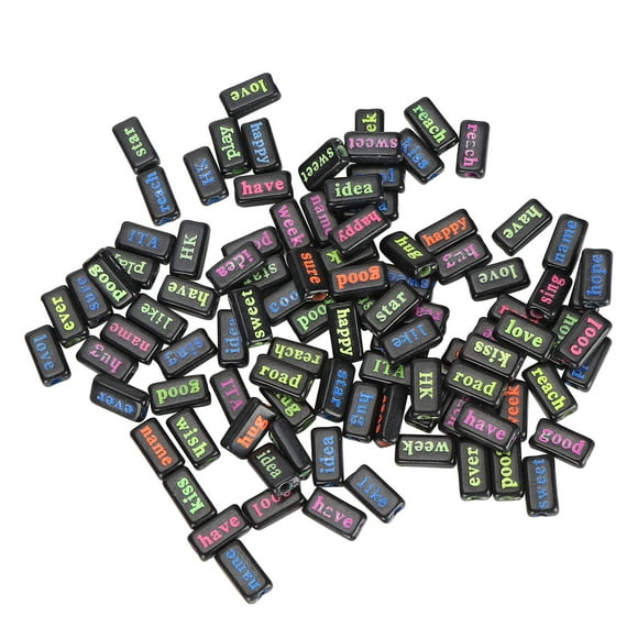 Letter Pendant, Alphabet Beads DIY Jewelry Mixed Color Letter Rectangular Beaded Supplies 100Pcs for Teaching Activities for Party Decorations