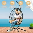 uhomepro Resin Wicker Hanging Egg Chair with Cushion and Stand, UV