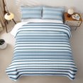 thumbnail image 2 of Castle Fairy Mid Century Horizontal Stripe Twin Quilt Set 2 Pieces,Vintage Thin Line Twin Coverlet Set,Navy Blue White,1 Bedspread and 1 Pillowcase, 2 of 7
