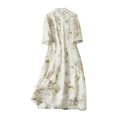 thumbnail image 4 of Robes d'Invité de Mariage Grande Taille Femmes Dames Haut de Gamme Lin Rétro Cheongsam Robe avec Design Unique Robe d'Été Grande Taille Beige TTG, 4 of 4