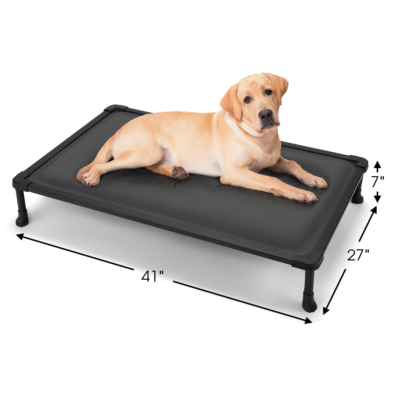Veehoo Chew Proof Elevated Dog Bed, Indestructible Raised Dog Cot, Orthopedic Dog Platform Bed with Soft Padded Mat, Durable Waterproof Pet Cot for Indoor, Outdoor or Crate, 41-Inch, Grey