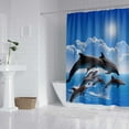thumbnail image 2 of Kids Dolphin Shower Curtain for Bathroom Decor 72Wx72H Ocean Sea Underwater Turtle Fish Tropical Coral Reef Marine Wildlife Art Printed Fabric Polyester Waterproof 12 Pack Plastic Hooks, 2 of 7