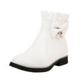 thumbnail image 1 of Dsscvnef Bottines pour Femmes Mode Talon Carré Bout Rond Décontracté Confortable Style Étudiant Design Nœud Mignon Chaussures Plates, 1 of 7